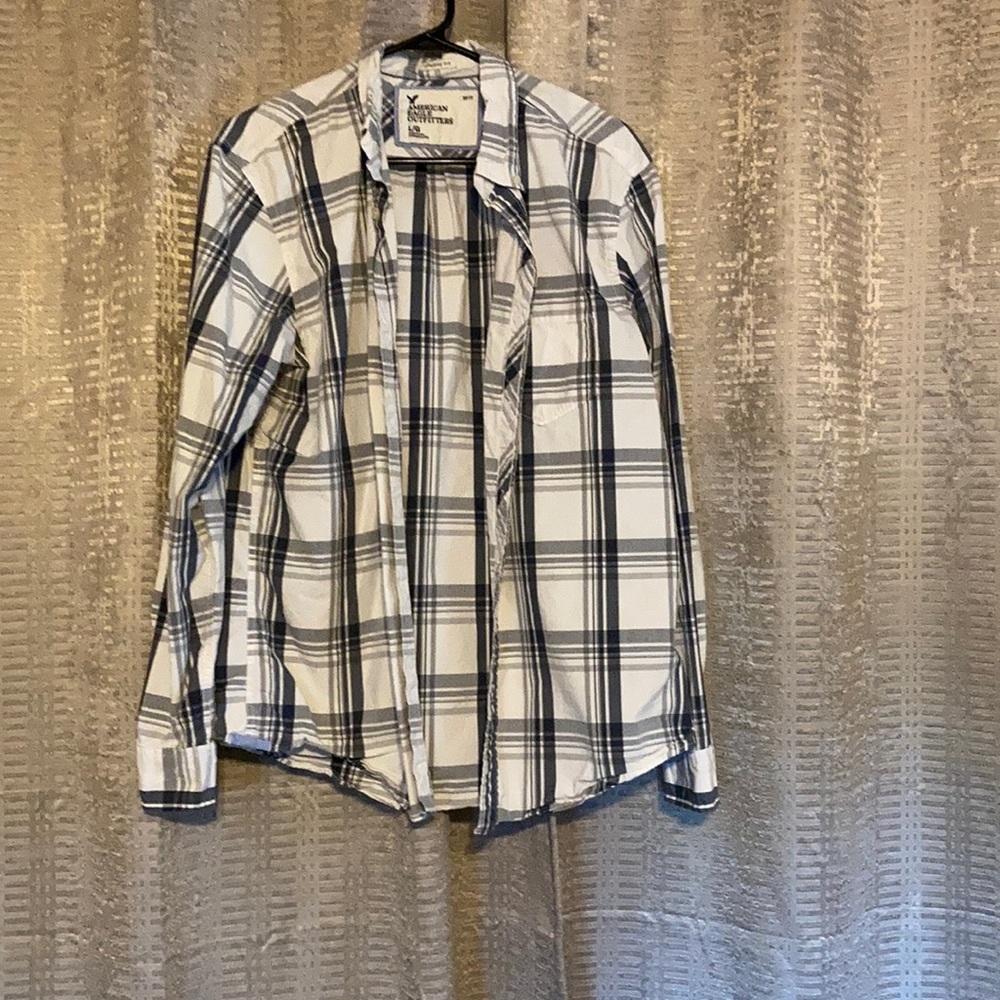 Gray plaid button up shirt